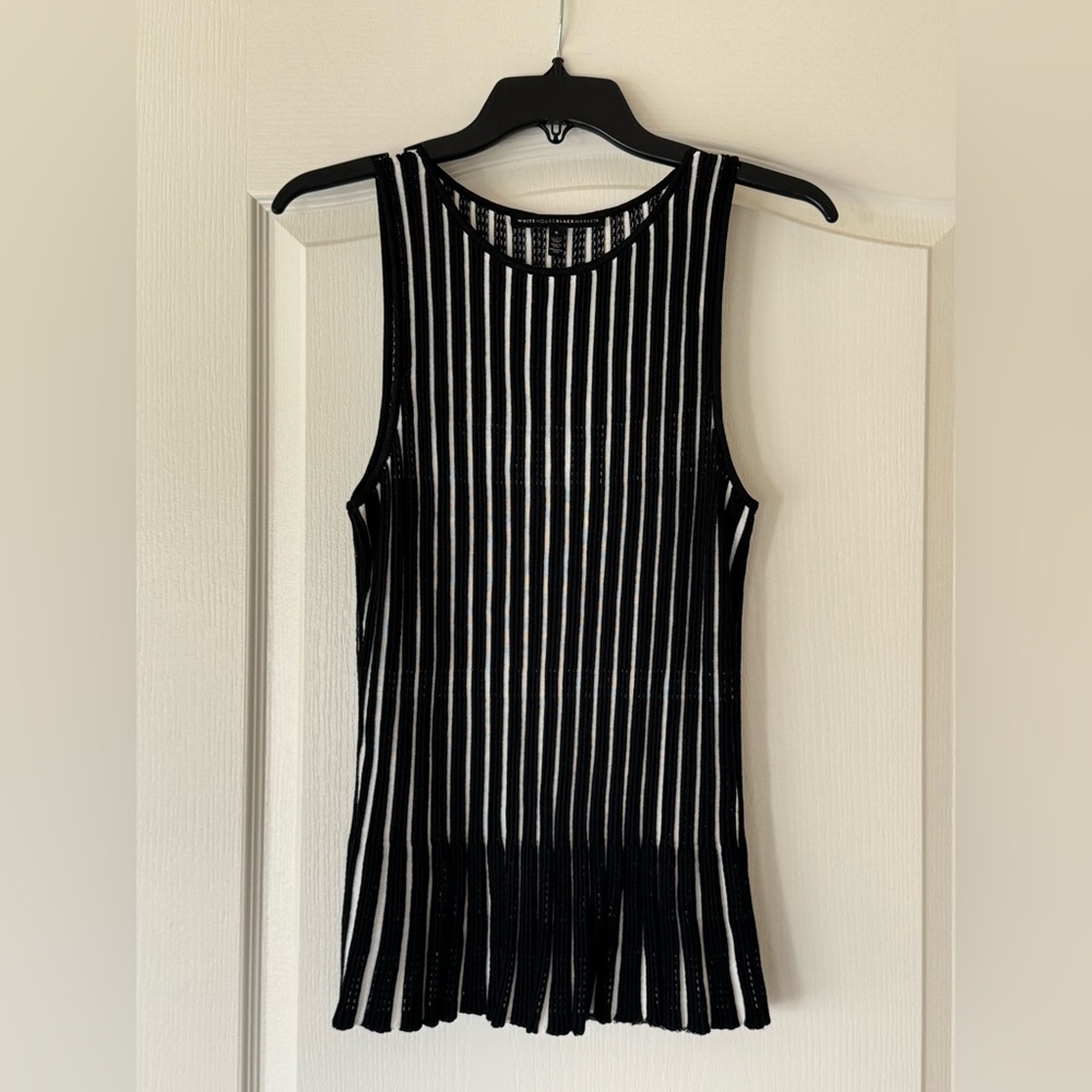 White House Black Market Ribbed Tank Top in Black and White